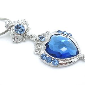 Blue Heart Necklace Crystal Silver Plated